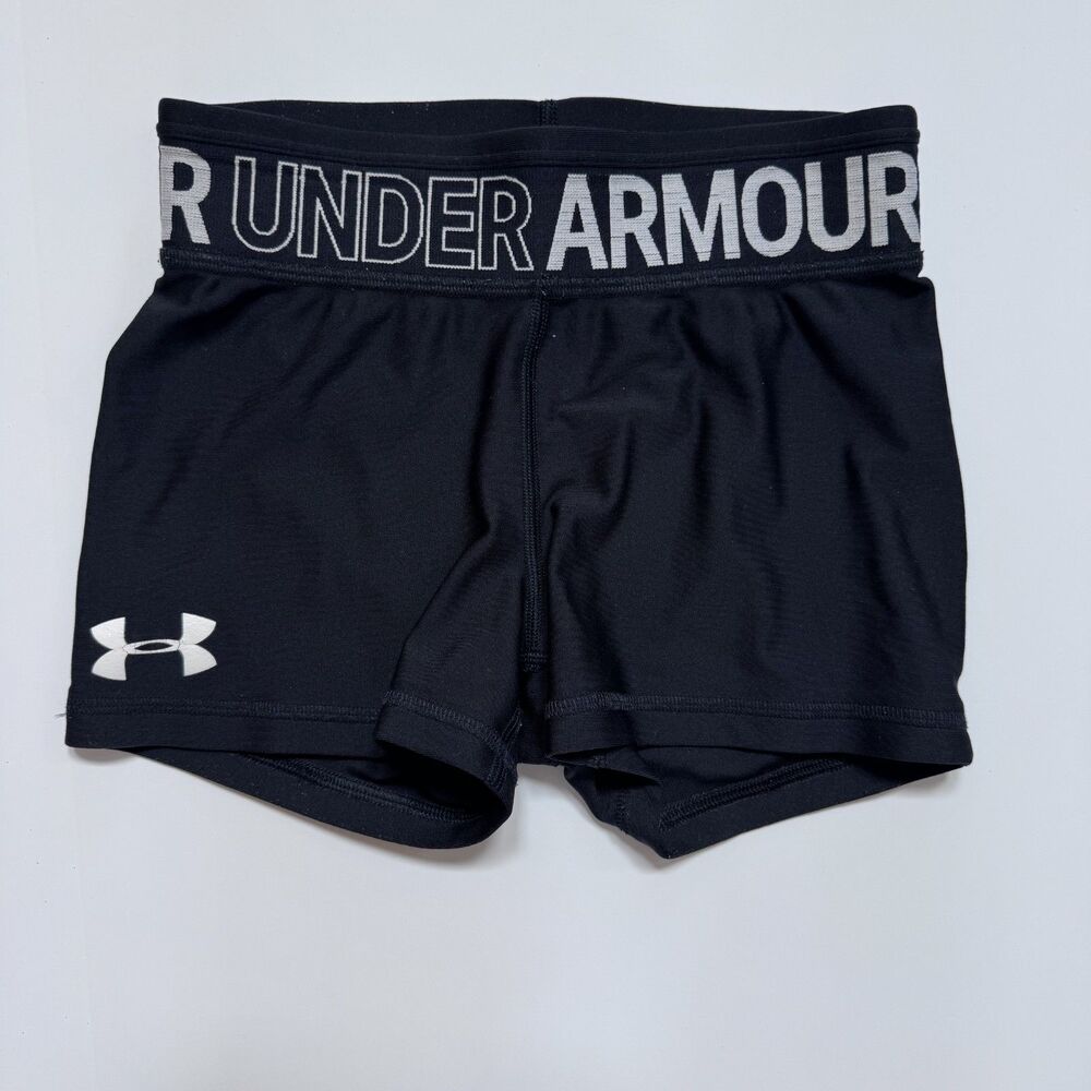 under armour girl size small shorts spandex biker YOUTH black